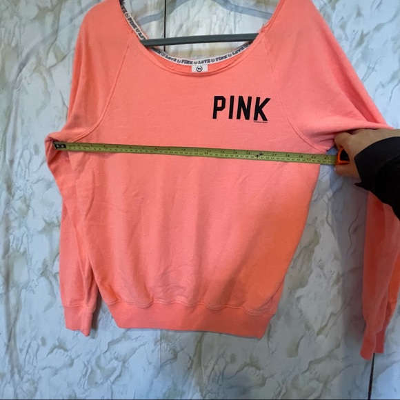 Victoria’s Secret PINK neon coral small sweater pullover v-neck long sleeve cozy - Picture 9 of 9